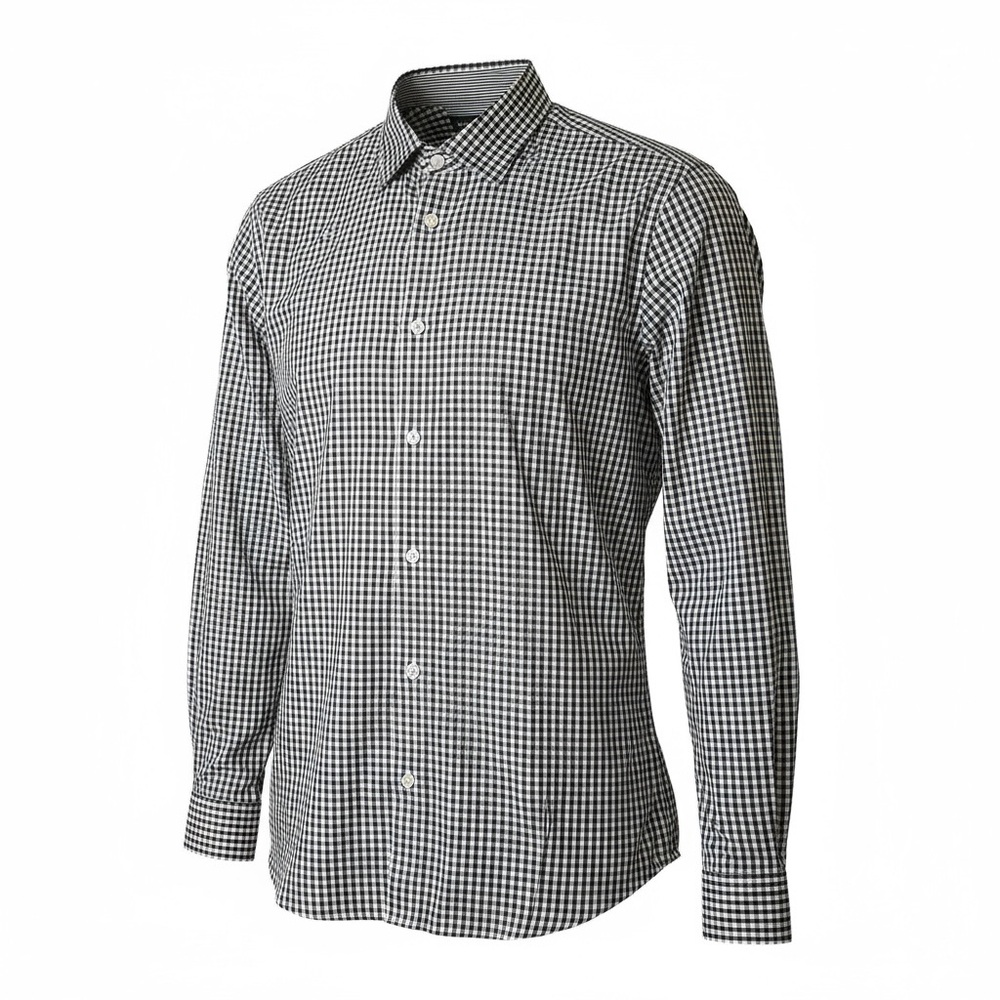 Michael Kors XL Slim Fit Black and White Gingham Checkered Button Down Shirt